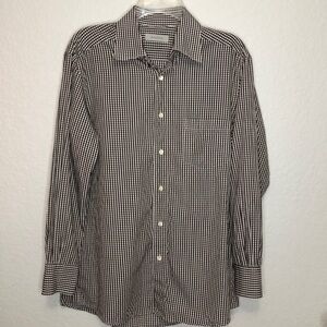 Ermenegildo Zegna Check Button Down Brown White Large